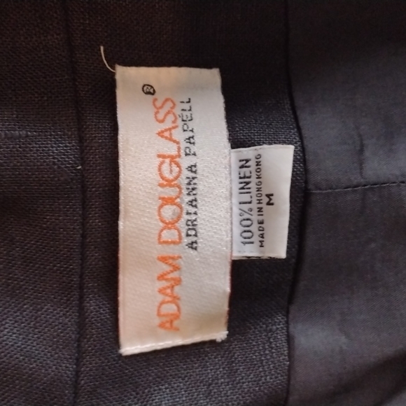 Vintage 1980's linen blazer, lined, one button, Adam Douglass Adrianna Papell - Picture 4 of 6